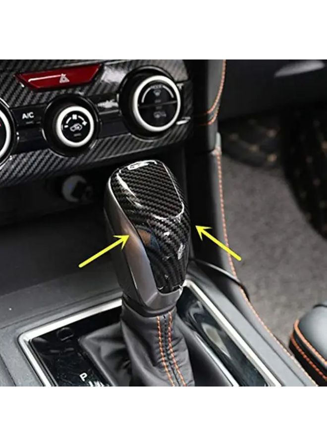Carbon Fiber Sport Chrome Gear Shift Knob Cover Trim Black Carbon for Subaru - Image 1
