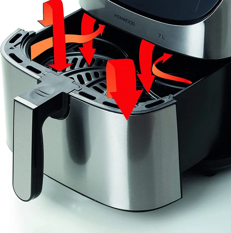 KENWOOD KENWOOD Digital Air Fryer XXXL 7L 2.8KG 1800W with Max Crisp Function, Recipe Book, Rapid Hot Air Circulation for Frying, Grilling, Broiling, Roasting, Baking and Toasting HFM80.000SS Silver/Black