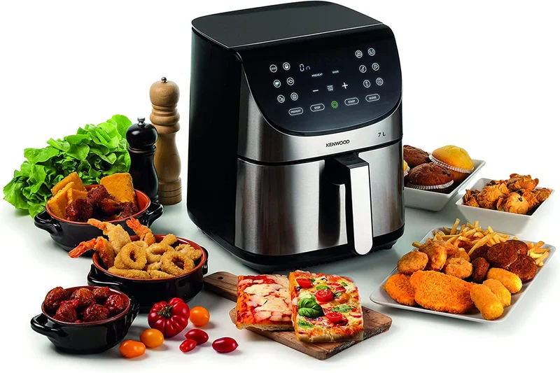 KENWOOD KENWOOD Digital Air Fryer XXXL 7L 2.8KG 1800W with Max Crisp Function, Recipe Book, Rapid Hot Air Circulation for Frying, Grilling, Broiling, Roasting, Baking and Toasting HFM80.000SS Silver/Black