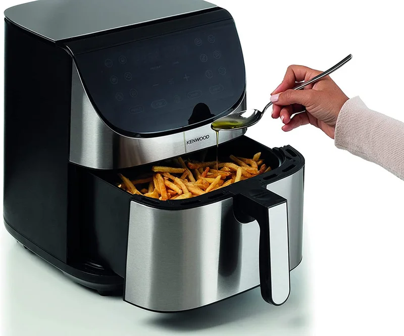 KENWOOD KENWOOD Digital Air Fryer XXXL 7L 2.8KG 1800W with Max Crisp Function, Recipe Book, Rapid Hot Air Circulation for Frying, Grilling, Broiling, Roasting, Baking and Toasting HFM80.000SS Silver/Black