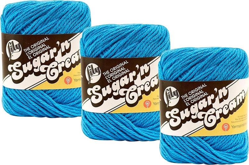Bulk Buy Lily Sugar n Cream Solids 100 Cotton Yarn 3Pack Hot Blue 1742