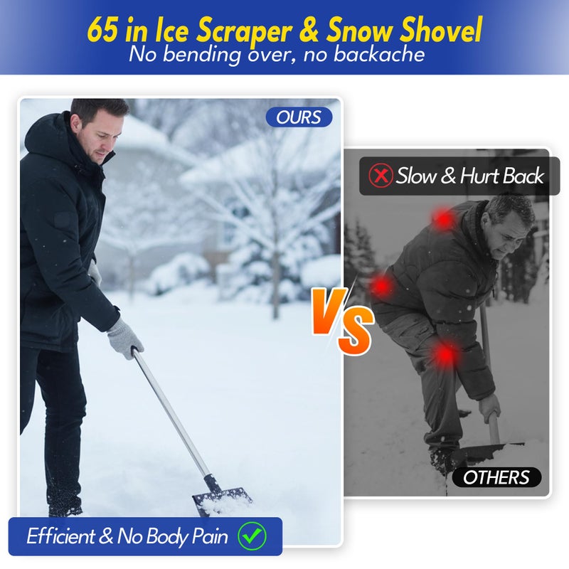 CKLT Ice Scraper for Driveway 65in Garden Flat Shovel Ice Chopper Heavy Duty Multi Weeding Shovel with 11in Spring Steel Blade Floor Scraper for Ice, Snow, Weedï¼ŒDirty, Moss, Driveway, Lawn Edging - Image 5