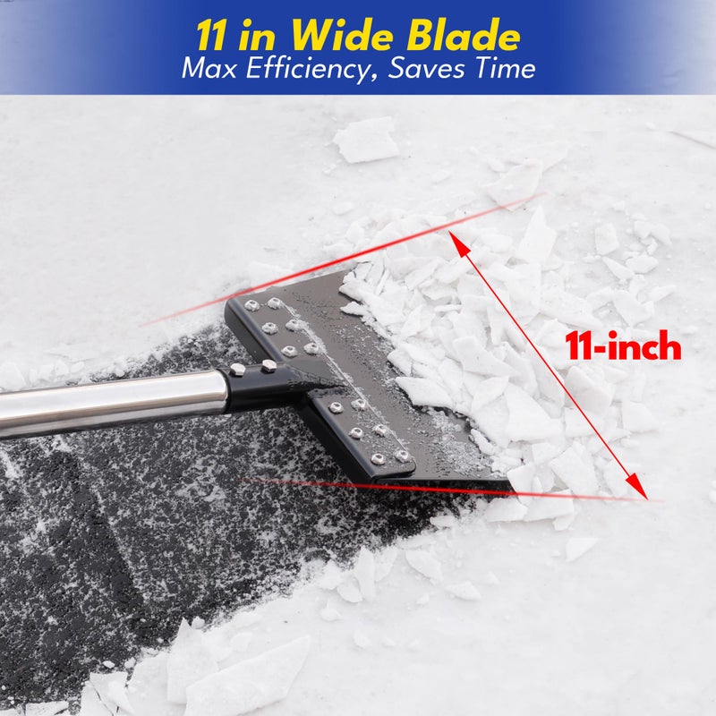 CKLT Ice Scraper for Driveway 65in Garden Flat Shovel Ice Chopper Heavy Duty Multi Weeding Shovel with 11in Spring Steel Blade Floor Scraper for Ice, Snow, Weedï¼ŒDirty, Moss, Driveway, Lawn Edging - Image 2