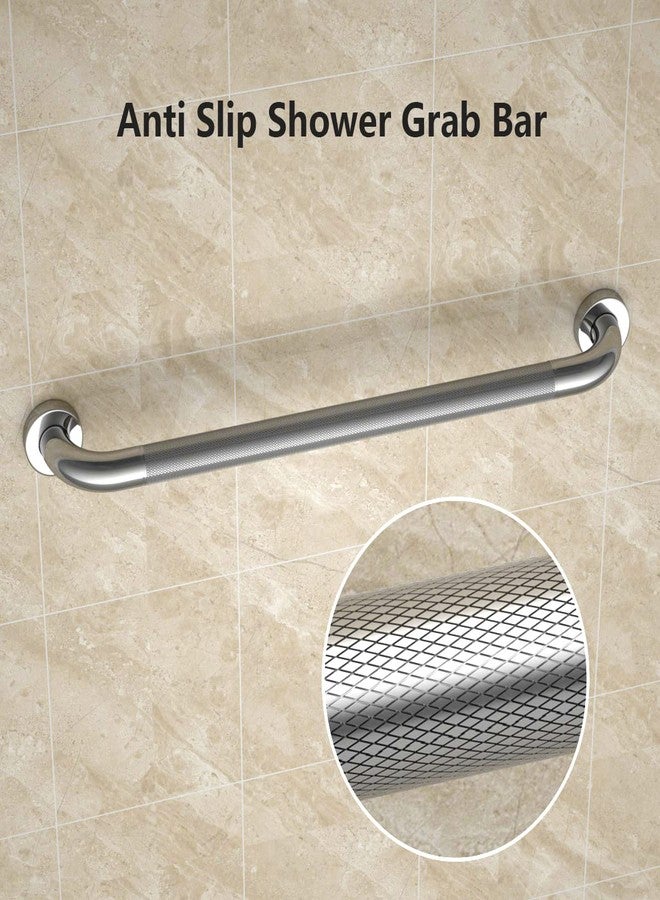 YuanDe Anti Slip Shower Grab Bar 24 Inch, YuanDe Chrome Stainless Steel Bath Grab Bar, Knurled Bathroom Safety Rail, Shower Handrail Support, Handicap Elderly Injury Balance Assist Handles - Image 3