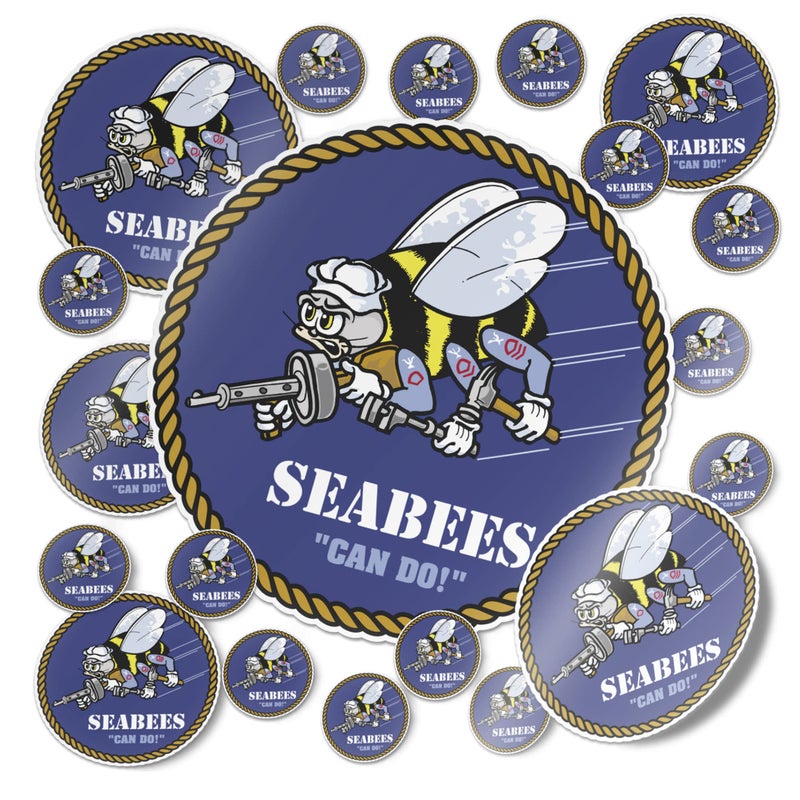 Desert Cactus US Navy Emblem Logo Sticker Vinyl Decal Laptop Water Bottle Car Scrapbook Officially Licensed United States Sheet  Seabees