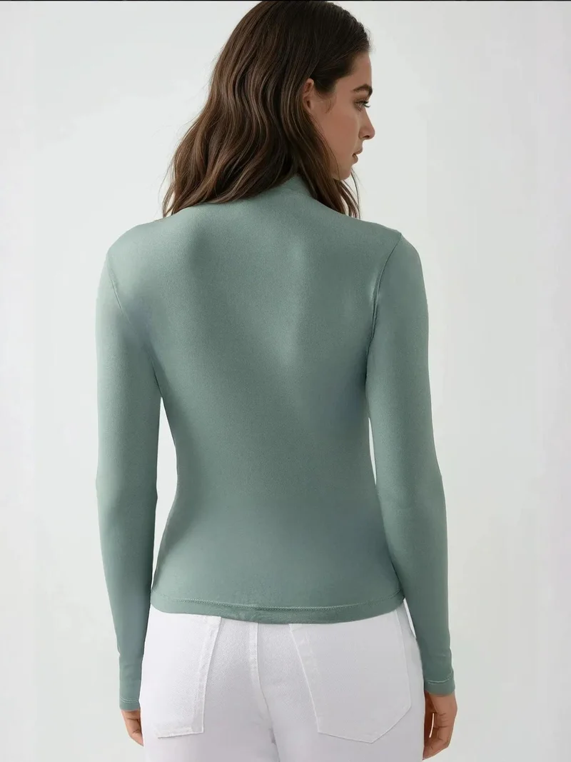 HICCUP High Collar Drape Detail Blouse