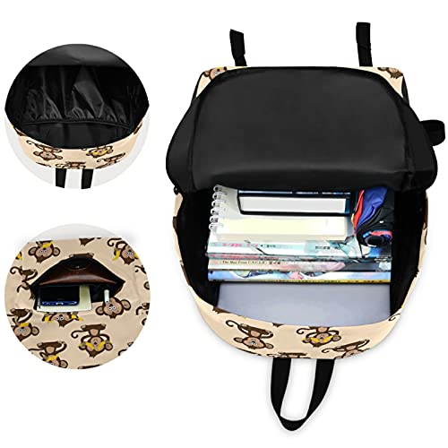ZzWwR Funny Cartoon Monkey Banana Casual Polyester Laptop Backpack Large Daypack for Business Sport Travel School Bookbags - Image 4