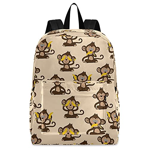 ZzWwR Funny Cartoon Monkey Banana Casual Polyester Laptop Backpack Large Daypack for Business Sport Travel School Bookbags - Image 1