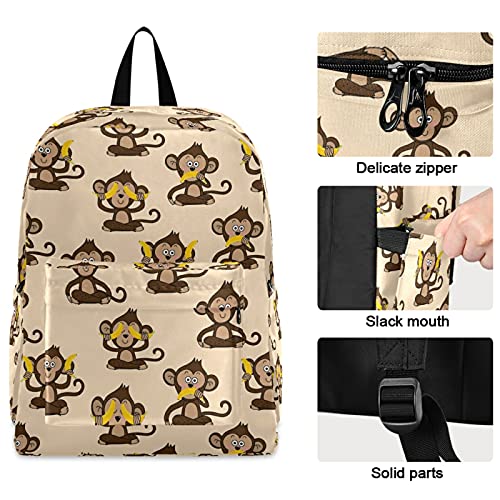 ZzWwR Funny Cartoon Monkey Banana Casual Polyester Laptop Backpack Large Daypack for Business Sport Travel School Bookbags - Image 2
