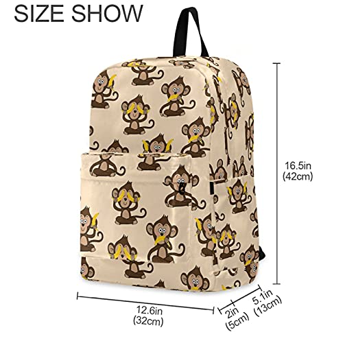 ZzWwR Funny Cartoon Monkey Banana Casual Polyester Laptop Backpack Large Daypack for Business Sport Travel School Bookbags - Image 3