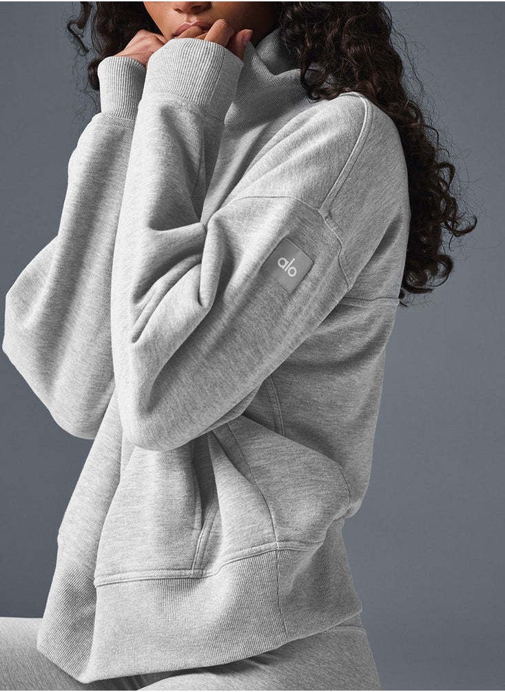 alo - ALO Early Spring High-neck Casual Loose Fit Sporty Lightweight Hooded Sweatshirt - Image 1