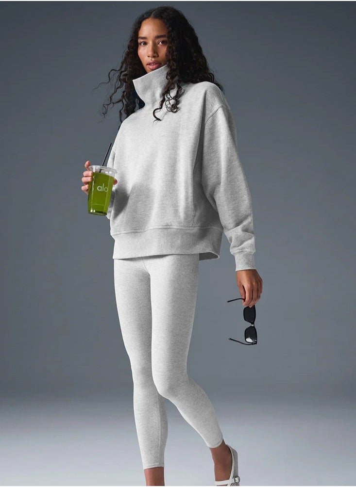 alo - ALO Early Spring High-neck Casual Loose Fit Sporty Lightweight Hooded Sweatshirt - Image 1