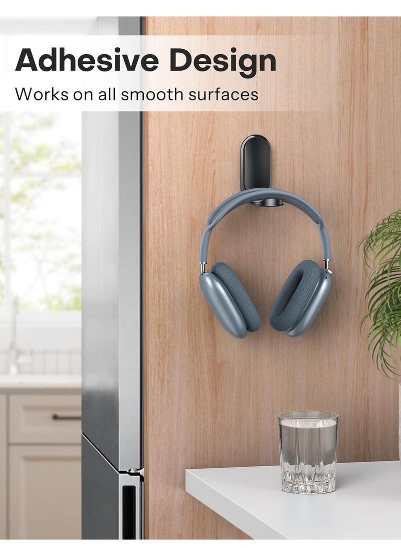 Headphone Stand for Desk, Foldable Sticky Headset Stand Holder, PC Gaming Headphone Holder with Non-Slip Silicone, Wall Mount Gaming Desk Accessories for Airpods Max, All Headphones- Black  - Image 3