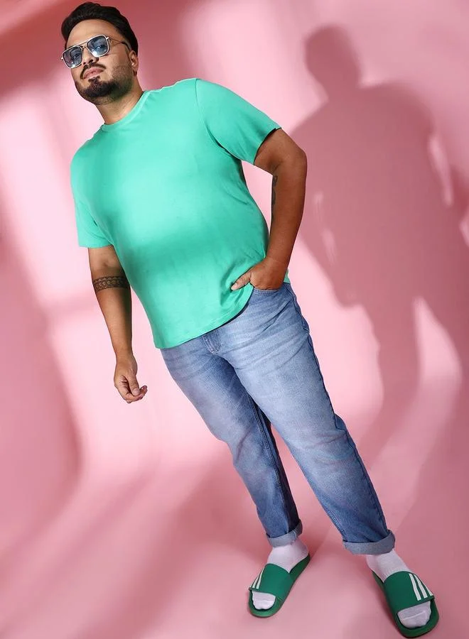 Styli Blue Plus Size Men Slim Fit Faded Jeans By HardSoda for Men | Best Price UAE