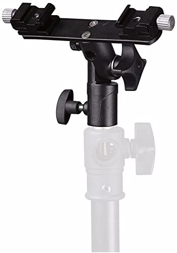 SHOPEE Adjustable Double Flash Bracket Dual Shoe Speedlight Stand Umbrella Holder Light Stand Bracket Mount 1/4" to 3/8'' - Image 5