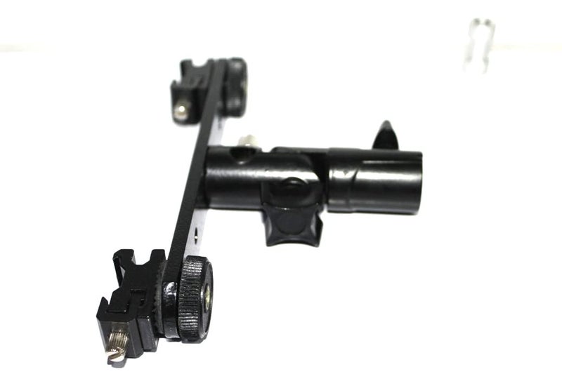 SHOPEE Adjustable Double Flash Bracket Dual Shoe Speedlight Stand Umbrella Holder Light Stand Bracket Mount 1/4" to 3/8'' - Image 2