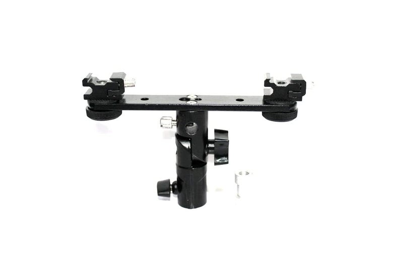 SHOPEE Adjustable Double Flash Bracket Dual Shoe Speedlight Stand Umbrella Holder Light Stand Bracket Mount 1/4" to 3/8'' - Image 3