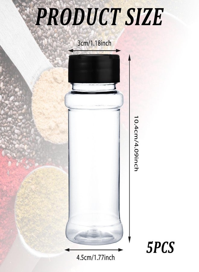 Molain 5 PCS Empty Spice Jars 3oz with Shaker Lids Plastic Seasoning Containers Clear Seasoning Bottles to Pour or Shake for Spice, Powders, Peppers, Salt for Spice Rack, Drawer, Cabinet - Image 2