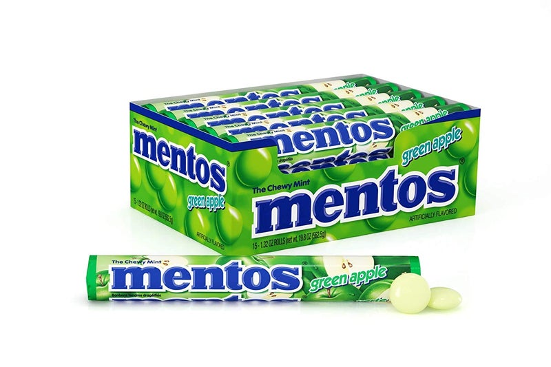Mentos Chewy Mint Candy Roll Green Apple Mint Candies 14 Pieces Per Roll 15 Count Party Pack - Image 3