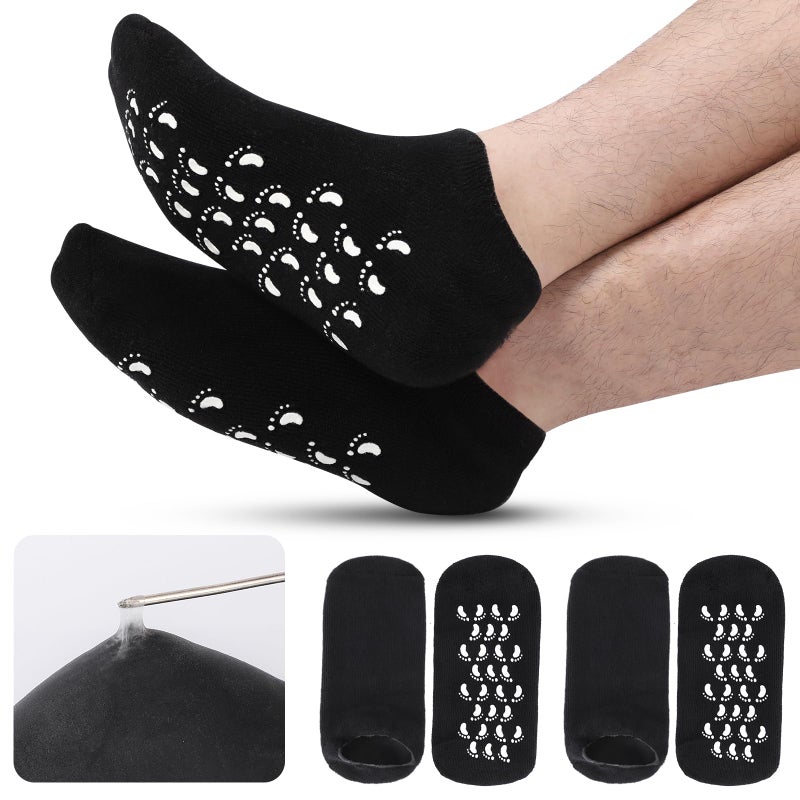 Aluroice 11" Large Silicone Moisturizing Socks for Men - 2 Pairs Soft Foot Care Socks - Feet Moisturizing Socks for Dry Cracked Feet (Size L) - Image 1