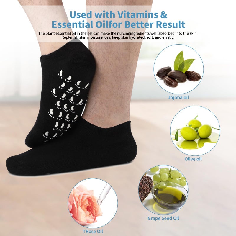 Aluroice 11" Large Silicone Moisturizing Socks for Men - 2 Pairs Soft Foot Care Socks - Feet Moisturizing Socks for Dry Cracked Feet (Size L) - Image 4