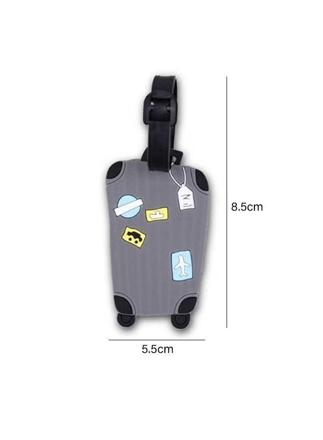 مجموعة 6 بطاقات أمتعة كرتونية لطيفة – بطاقات تعريف ملونة لحقائب السفر مع بطاقة اسم، بطاقات متينة من PVC للرجال والنساء - Image 2