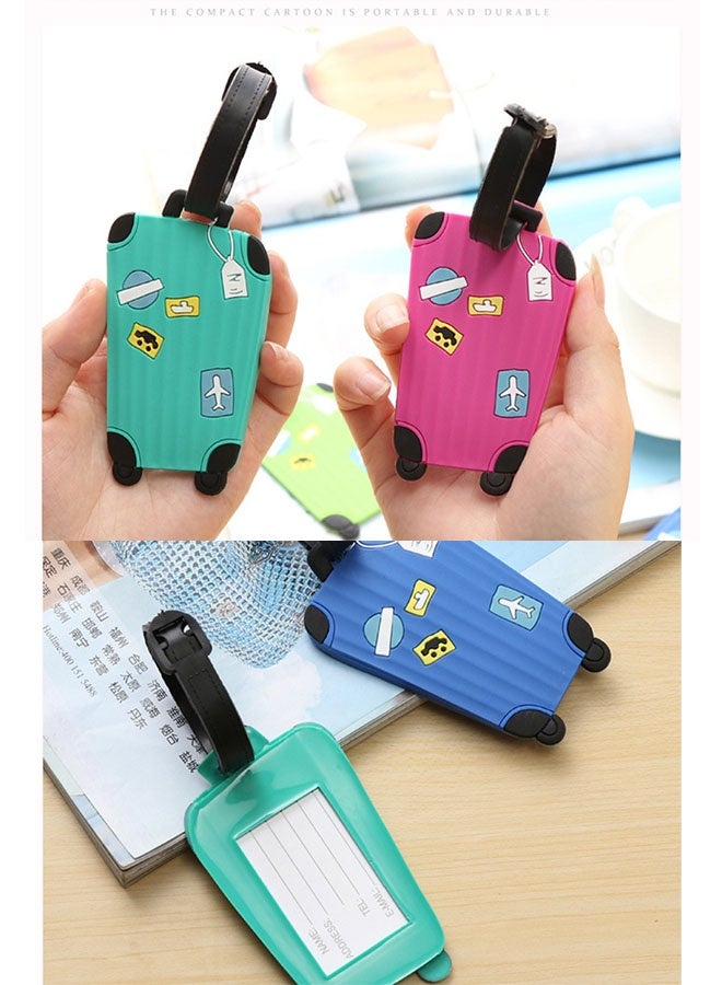 مجموعة 6 بطاقات أمتعة كرتونية لطيفة – بطاقات تعريف ملونة لحقائب السفر مع بطاقة اسم، بطاقات متينة من PVC للرجال والنساء - Image 4