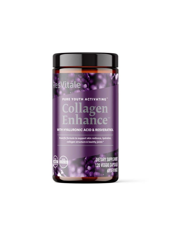 ResVitale Collagen Enhance - Beauty Supplement with Hyaluronic Acid & Resveratrol - 120 Capsules - Image 1