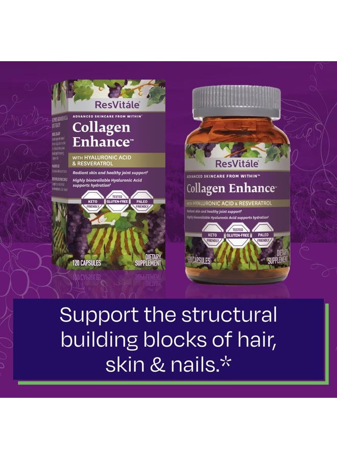 ResVitale Collagen Enhance - Beauty Supplement with Hyaluronic Acid & Resveratrol - 120 Capsules - Image 5