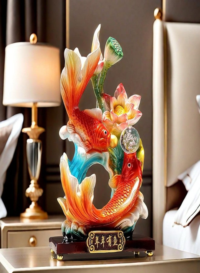 SHTWX Large 13 Inch Chinese Feng Shui Fish Statue Sculpture Frgurine Good Lucky Gift for FengShui Lover Desktop Display Decorative Decoration - Image 4