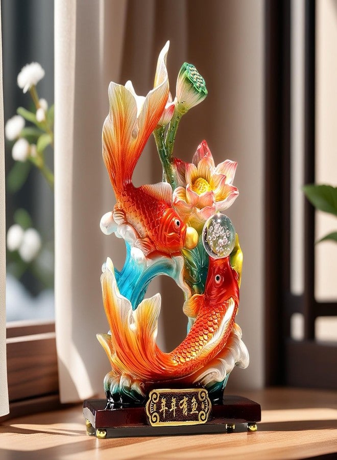 SHTWX Large 13 Inch Chinese Feng Shui Fish Statue Sculpture Frgurine Good Lucky Gift for FengShui Lover Desktop Display Decorative Decoration - Image 3
