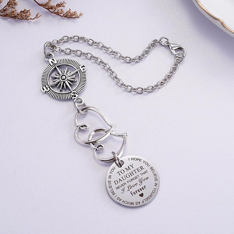 Ralukiia To My Daughter Compass Car Charm, I Hope You Believe In Yourself As Much As I Believe In You Car Charm, Rear View Mirror Car Charm for Daughter Birthday Graduation Christmas - Image 5