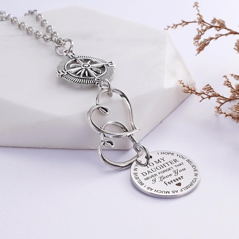 Ralukiia To My Daughter Compass Car Charm, I Hope You Believe In Yourself As Much As I Believe In You Car Charm, Rear View Mirror Car Charm for Daughter Birthday Graduation Christmas - Image 3