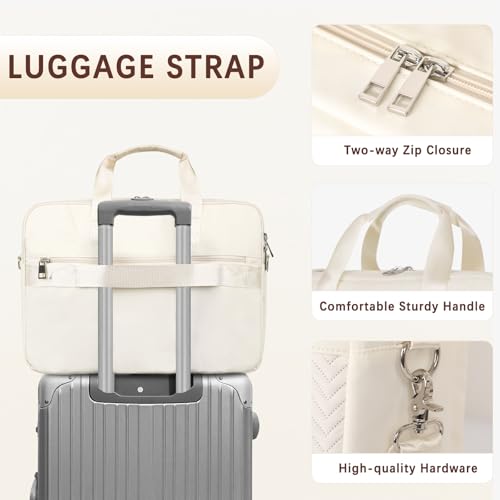Bosidu Laptop Briefcase for Women 15.6 Inch Waterproof Laptop Work Bag with Clutch Purse Computer Messenger Bag with Strap Large Capacity Business Work Travel College Bag White - Image 4