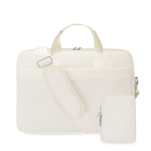 Bosidu Laptop Briefcase for Women 15.6 Inch Waterproof Laptop Work Bag with Clutch Purse Computer Messenger Bag with Strap Large Capacity Business Work Travel College Bag White - Image 1