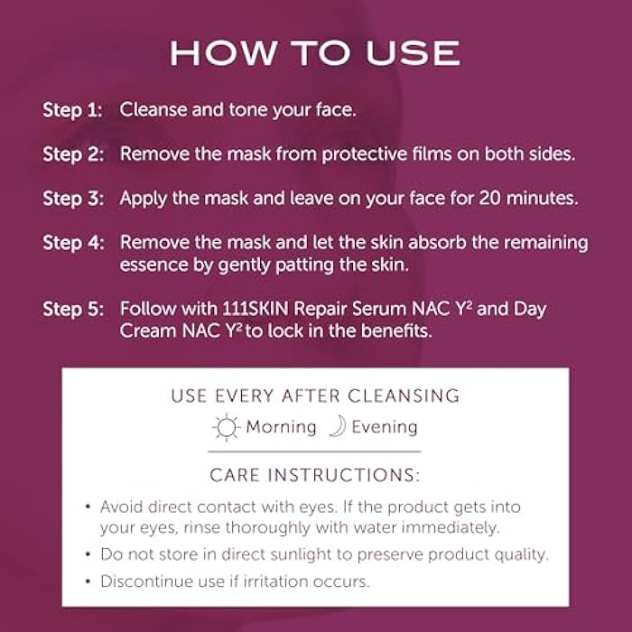 111SKIN Y Theorem Bio Cellulose Facial Mask for All Skin Types, Hydrating Face Mask with NAC Y2, Ectoin & Centella Asiatica, Enhances Skin Elasticity, Skincare Sheet Masks for Self Care, 5x 0.78 fl oz - Image 5