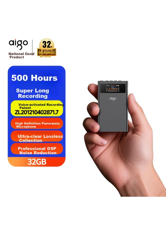 Aigo R9988 32G Professional Voice Recorder With 20 Days And Nights Ultra-Long Standby, High Definition Recording, Noise Reduction, Long-Distance Voice-To-Text Conversion, Recording Device For Learning - Image 1