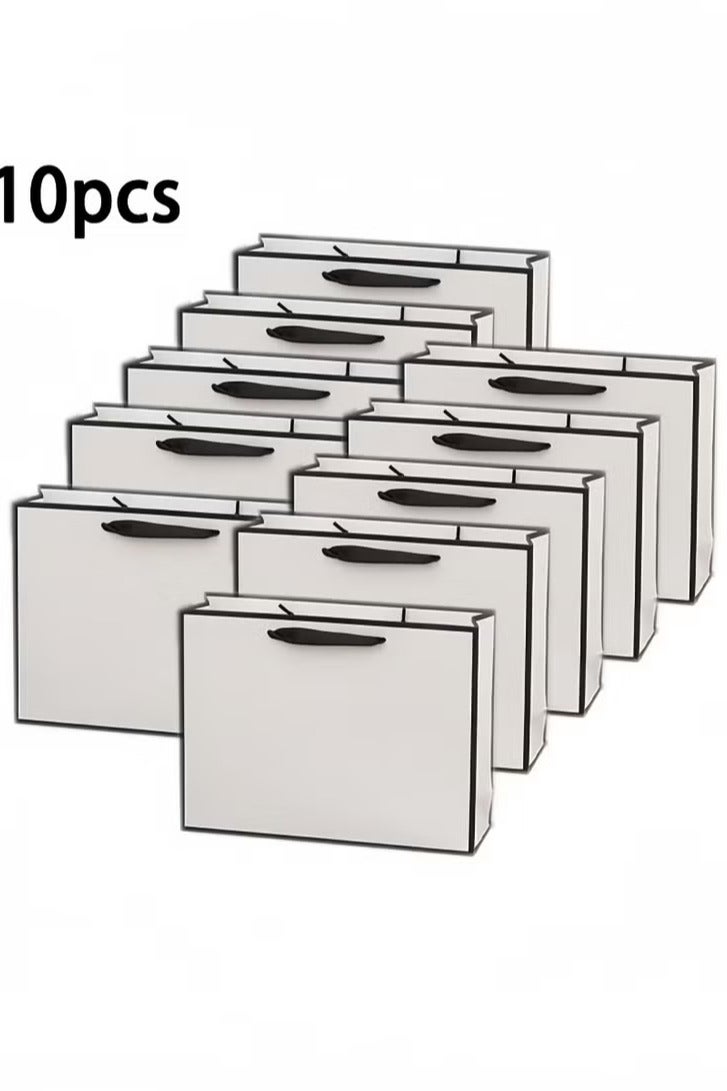 Zeemey 10 Pieces Party Favor Bags,Shopping Bag,Party Bags For Kids, supplies Snack candy Gift Bag Food Bags,Bags For Birthday Wedding Celebrations Party Favors 27*21*8（White） - Image 1