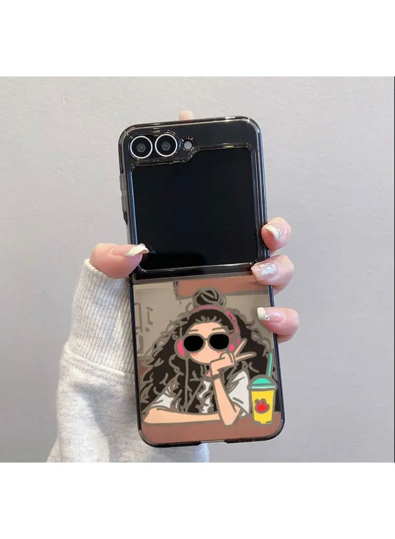 Samsung Galaxy Z Flip 7 The 5217 Bieye Hollow Girl Black Pattern TPU Shockproof Phone Case - Image 4
