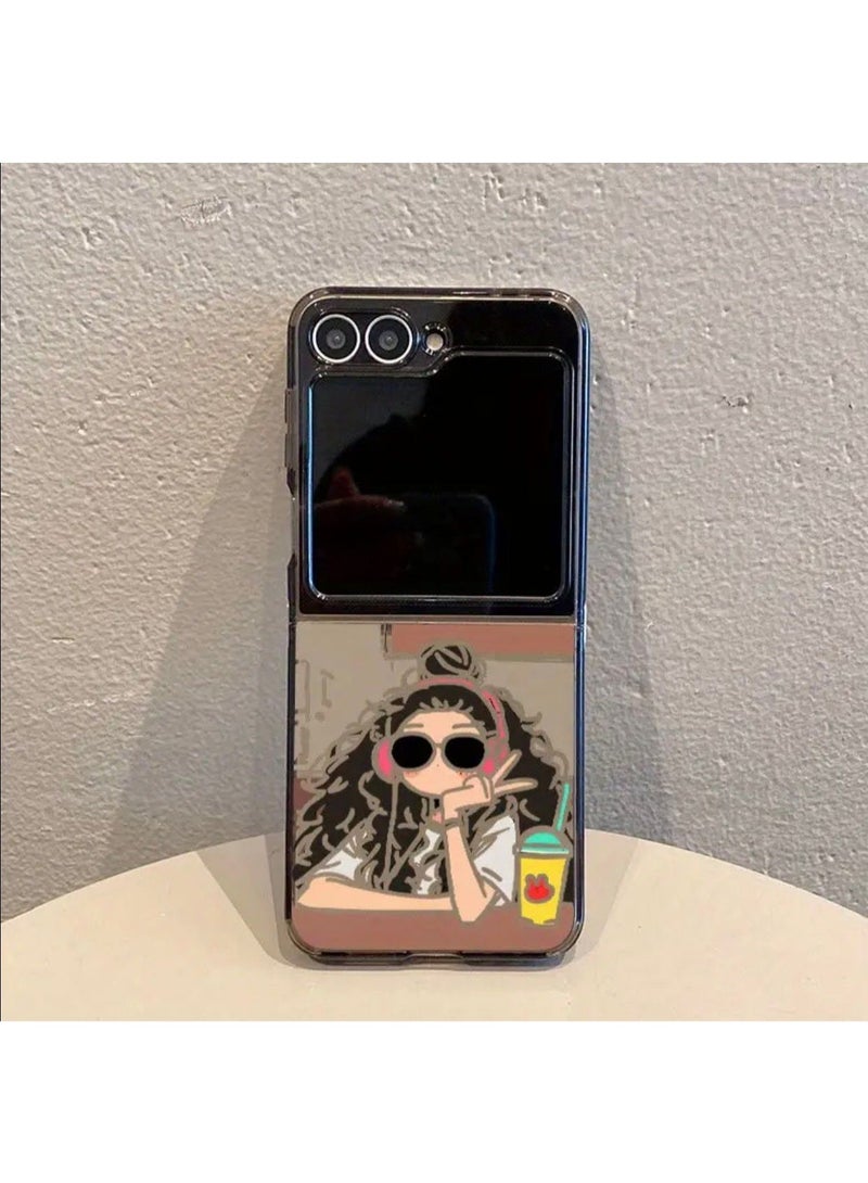 Samsung Galaxy Z Flip 7 The 5217 Bieye Hollow Girl Black Pattern TPU Shockproof Phone Case - Image 1