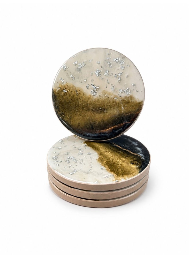 Sahaj Decor- Round Resin Marble Coasters - Image 1