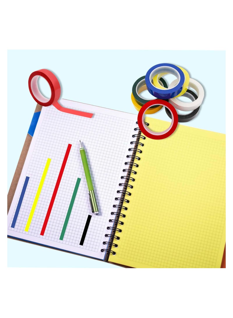7 Pcs Pinstripe Tape Whiteboard Line 8mm Thin Dry Erase Board Lines for Graphic Chart Art Grid Marking Identification Transformer Insulation Color 216ft Per Roll - Image 2