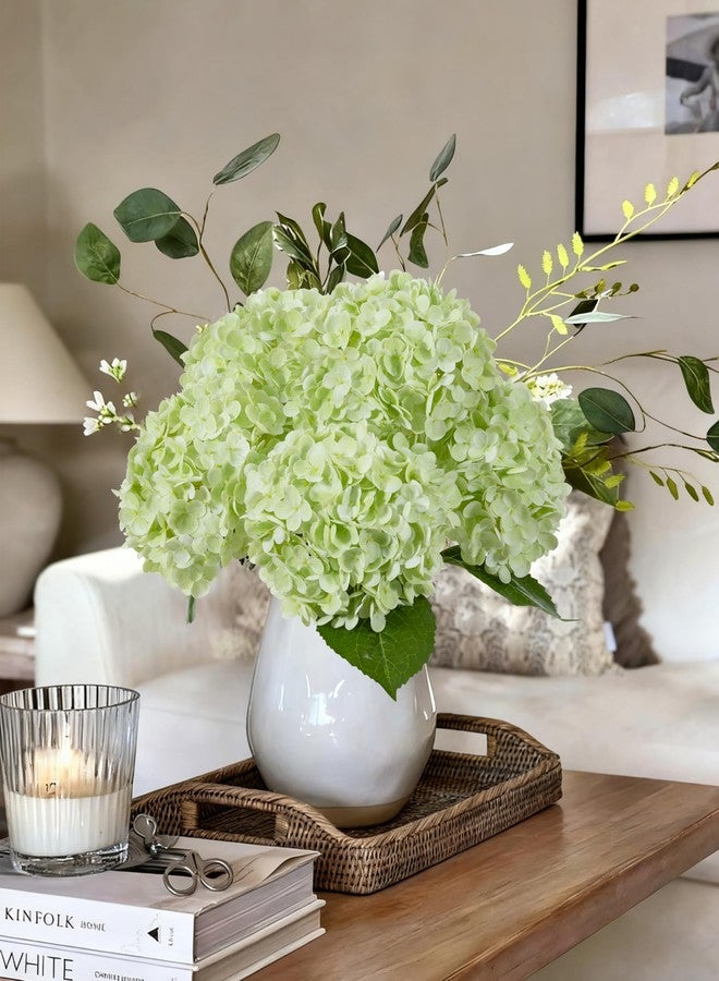 DuHouse 4Pcs Large Hydrangea Artificial Flowers,20 inch Latex Real Touch Hydrangeas Lifelike Hydrangea Flower for Home Wedding Bouquets Centerpieces Party Living Room Decoration(Light Green) - Image 3