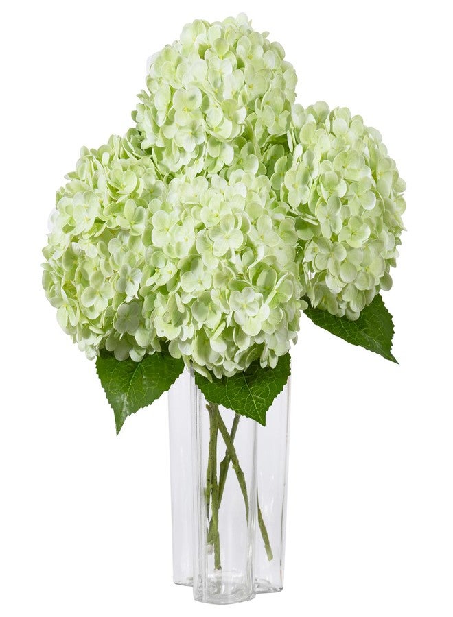 DuHouse 4Pcs Large Hydrangea Artificial Flowers,20 inch Latex Real Touch Hydrangeas Lifelike Hydrangea Flower for Home Wedding Bouquets Centerpieces Party Living Room Decoration(Light Green) - Image 1