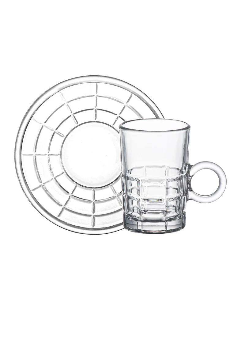 Cuisine Art Doyalex Glass by Cuisine Art Istikan Tea Cup & Saucer Set - 120ml, 12 Pieces, Transparent (CS-158B)