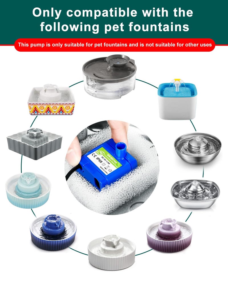 KANCHOU Cat Water Fountain Pump,Pet Fountain Pump No LED Light Replacement Pump DR-DC160 Motor for 360°Stainless Steel Cat Fountain and Cupcake Ceramic Cat Drinking Fountain(DR-DC160) - Image 2