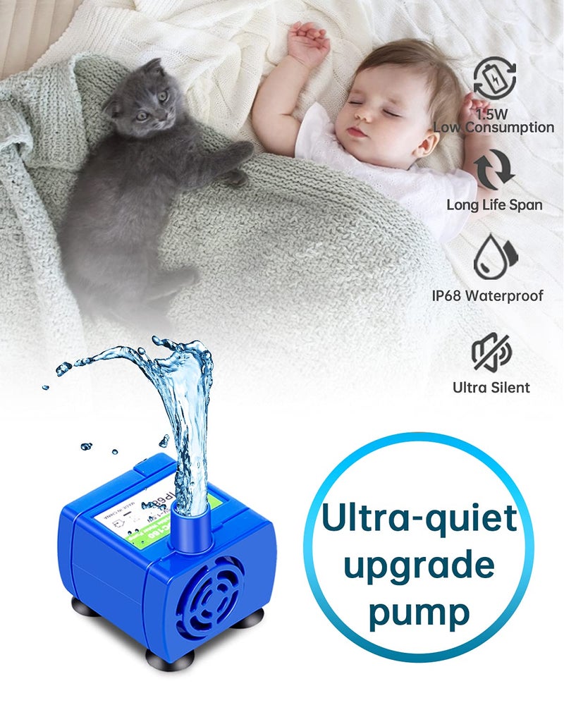 KANCHOU Cat Water Fountain Pump,Pet Fountain Pump No LED Light Replacement Pump DR-DC160 Motor for 360°Stainless Steel Cat Fountain and Cupcake Ceramic Cat Drinking Fountain(DR-DC160) - Image 5