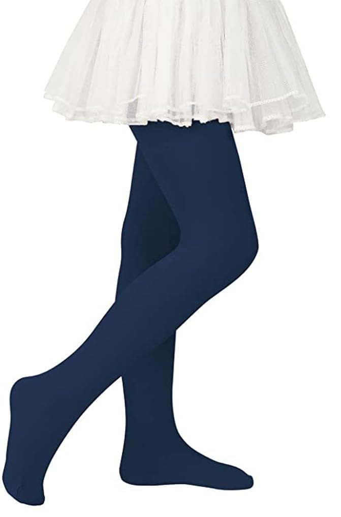 CHUNG Girls Light Weight Stretchy Footed Lights Students Ballet 1or3 pieces, Navy, 5-8Y - Image 4