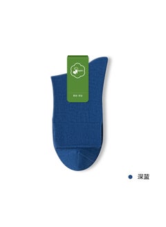 Mens Business Cotton Socks Anti-Odor Mid-Calf Dark blue