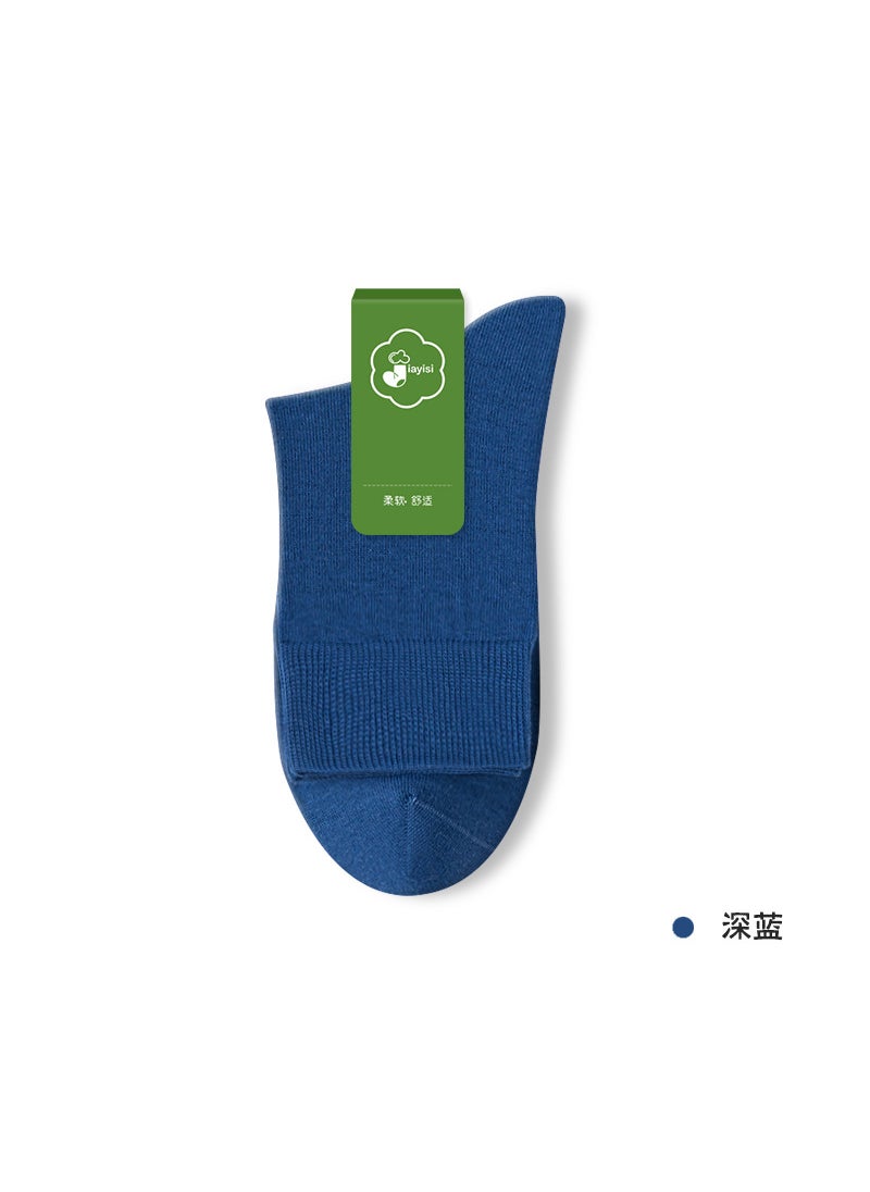 Generic - Mens Business Cotton Socks Anti-Odor Mid-Calf Dark blue - Image 1